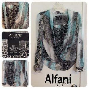 Alfani Reptile Print Cross Over Draped Blouse
